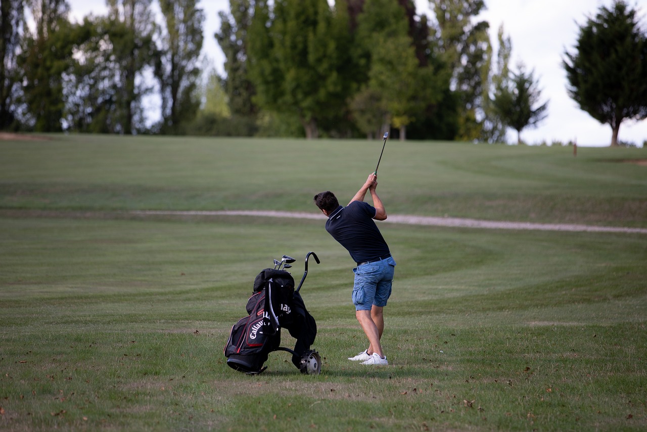 Golf course live webcam streaming showing player on green