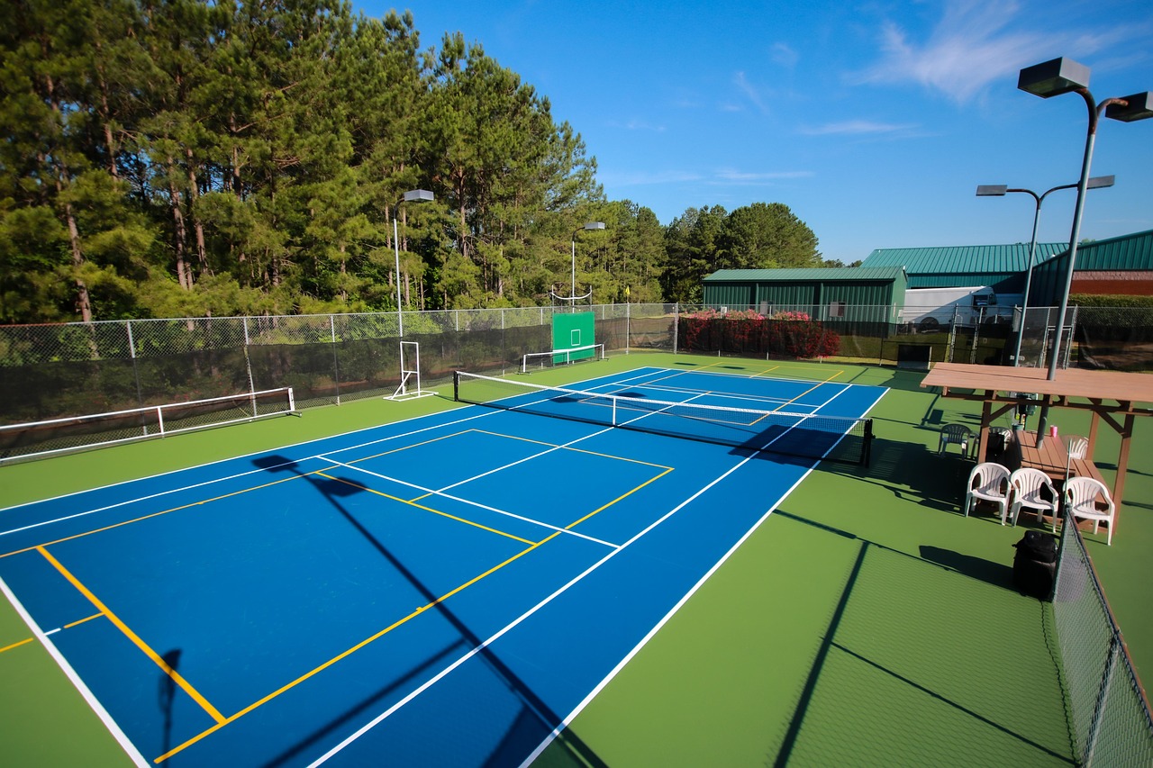 Pickleball court live streaming webcam showing blue courts and facility